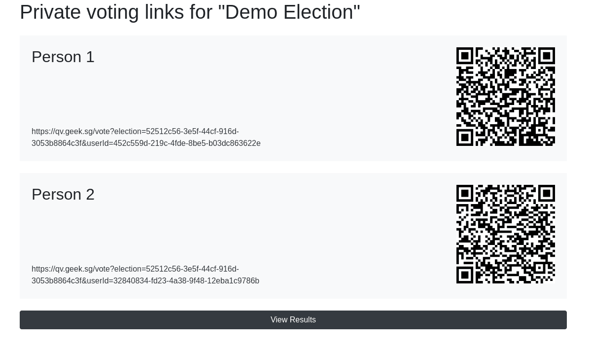Private Voting Links