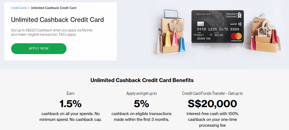 sc unlimited cashback card