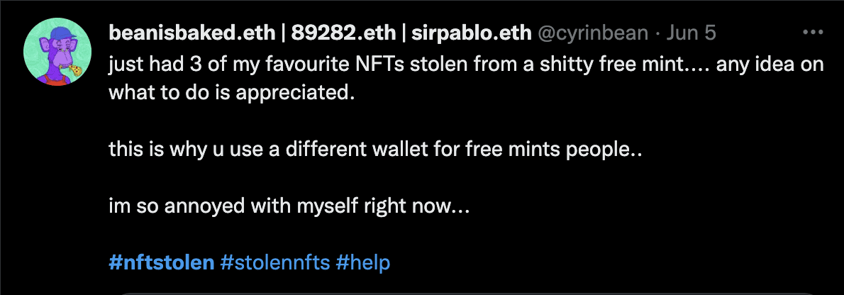Typical dumb, stupid and greedy user losing his NFT